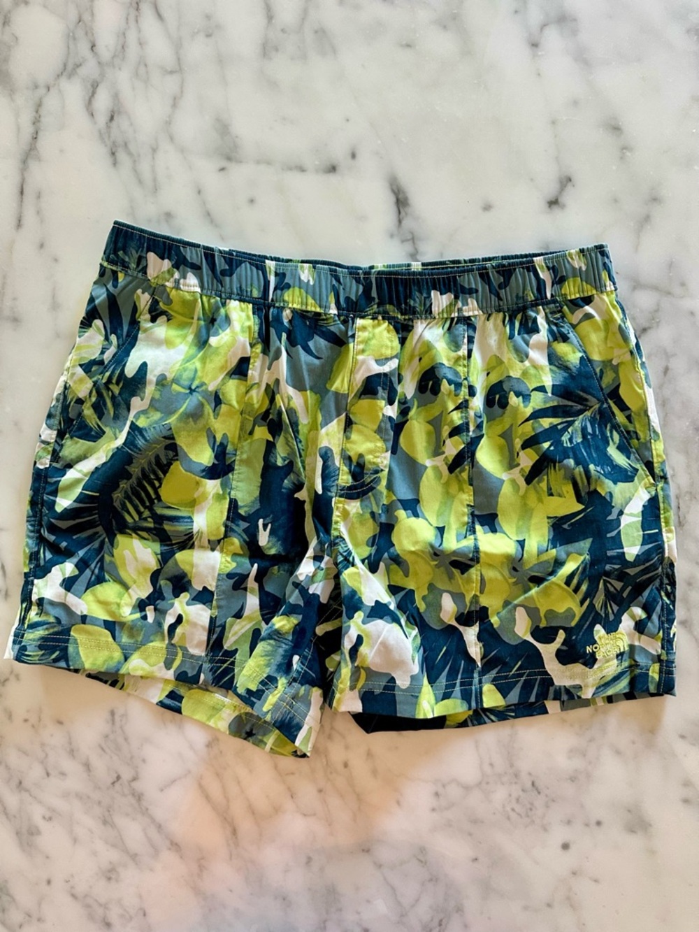 North Face Green & Blue Tropical Print Hybrid Swim Shorts